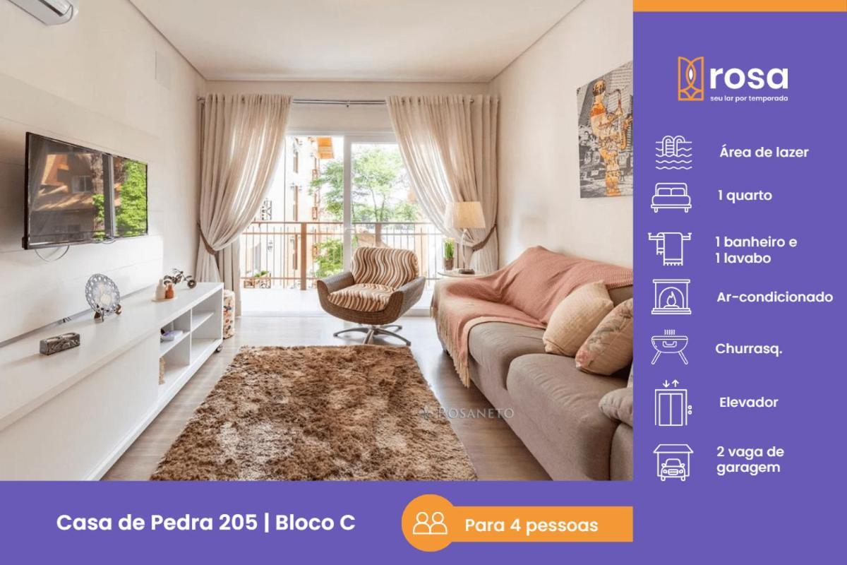Rosa Edificio Casa De Pedra Apartment Gramado Bagian luar foto