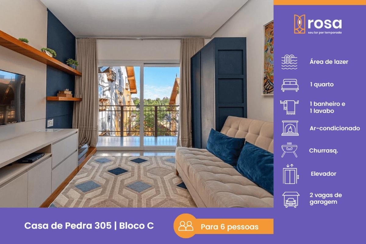 Rosa Edificio Casa De Pedra Apartment Gramado Bagian luar foto